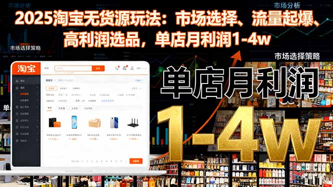 （16445期）2025淘宝无货源玩法：市场选择、流量起爆、高利润选品，单店月利润1-4w瀚萌资源网-网赚网-网赚项目网-虚拟资源网-国学资源网-易学资源网-本站有全网最新网赚项目-易学课程资源-中医课程资源的在线下载网站！瀚萌资源网