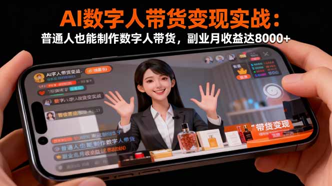 （16377期）AI数字人带货变现实战：普通人也能制作数字人带货，副业月收益达8000+瀚萌资源网-网赚网-网赚项目网-虚拟资源网-国学资源网-易学资源网-本站有全网最新网赚项目-易学课程资源-中医课程资源的在线下载网站！瀚萌资源网