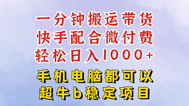 （16285期）快手黑科技一分钟搬运带货，一刀不剪过原创，微付费投流玩法，轻松日入...瀚萌资源网-网赚网-网赚项目网-虚拟资源网-国学资源网-易学资源网-本站有全网最新网赚项目-易学课程资源-中医课程资源的在线下载网站！瀚萌资源网