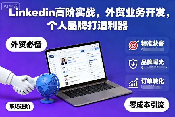 Linkedin高阶实战，外贸业务开发，个人品牌打造利器瀚萌资源网-网赚网-网赚项目网-虚拟资源网-国学资源网-易学资源网-本站有全网最新网赚项目-易学课程资源-中医课程资源的在线下载网站！瀚萌资源网