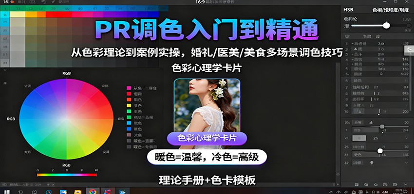 PR调色入门到精通：从色彩理论到案例实操，婚礼/医美/美食多场景调色技巧瀚萌资源网-网赚网-网赚项目网-虚拟资源网-国学资源网-易学资源网-本站有全网最新网赚项目-易学课程资源-中医课程资源的在线下载网站！瀚萌资源网