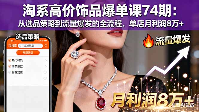 （16351期）淘系高价饰品爆单课74期：从选品策略到流量爆发的全流程，单店月利润8万+瀚萌资源网-网赚网-网赚项目网-虚拟资源网-国学资源网-易学资源网-本站有全网最新网赚项目-易学课程资源-中医课程资源的在线下载网站！瀚萌资源网