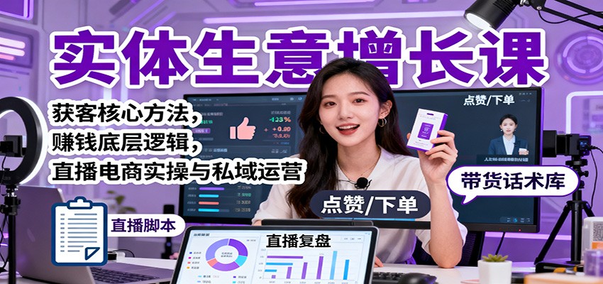 实体生意增长课：获客核心方法，赚钱底层逻辑，直播电商实操与私域运营瀚萌资源网-网赚网-网赚项目网-虚拟资源网-国学资源网-易学资源网-本站有全网最新网赚项目-易学课程资源-中医课程资源的在线下载网站！瀚萌资源网