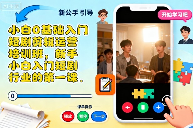 小白0基础入门短剧剪辑运营培训班，新手小白入门短剧行业的第一课瀚萌资源网-网赚网-网赚项目网-虚拟资源网-国学资源网-易学资源网-本站有全网最新网赚项目-易学课程资源-中医课程资源的在线下载网站！瀚萌资源网