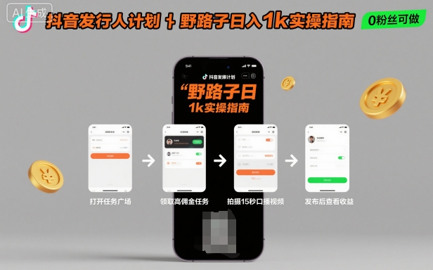 抖音发行人计划全新野路子玩法，随时随地，只要有手机，就能操作，日入1k+【揭秘】瀚萌资源网-网赚网-网赚项目网-虚拟资源网-国学资源网-易学资源网-本站有全网最新网赚项目-易学课程资源-中医课程资源的在线下载网站！瀚萌资源网