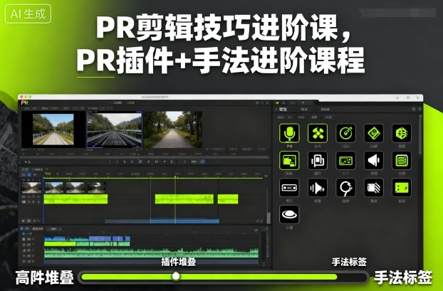 PR剪辑技巧进阶课，PR插件+手法进阶课程瀚萌资源网-网赚网-网赚项目网-虚拟资源网-国学资源网-易学资源网-本站有全网最新网赚项目-易学课程资源-中医课程资源的在线下载网站！瀚萌资源网