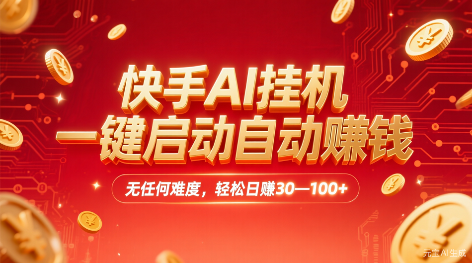 快手AI，一键启动自动赚钱 无任何难度，轻松一天30—100+瀚萌资源网-网赚网-网赚项目网-虚拟资源网-国学资源网-易学资源网-本站有全网最新网赚项目-易学课程资源-中医课程资源的在线下载网站！瀚萌资源网