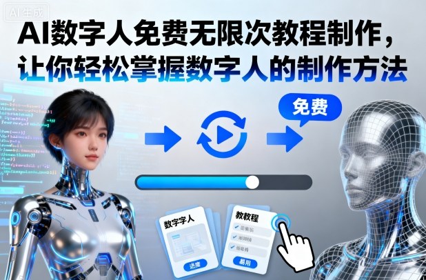 AI数字人免费无限次教程制作，让你轻松掌握数字人的制作方法瀚萌资源网-网赚网-网赚项目网-虚拟资源网-国学资源网-易学资源网-本站有全网最新网赚项目-易学课程资源-中医课程资源的在线下载网站！瀚萌资源网