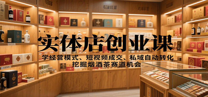 实体店创业课：学经营模式、短视频成交、私域自动转化，挖掘烟酒茶赛道机会瀚萌资源网-网赚网-网赚项目网-虚拟资源网-国学资源网-易学资源网-本站有全网最新网赚项目-易学课程资源-中医课程资源的在线下载网站！瀚萌资源网