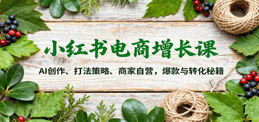 小红书电商增长课：AI创作、打法策略、商家自营，爆款与转化秘籍瀚萌资源网-网赚网-网赚项目网-虚拟资源网-国学资源网-易学资源网-本站有全网最新网赚项目-易学课程资源-中医课程资源的在线下载网站！瀚萌资源网