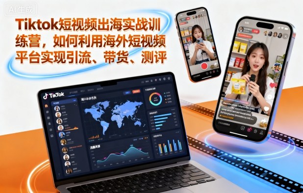 Tiktok短视频出海实战训练营，如何利用海外短视频平台实现引流、带货、测评瀚萌资源网-网赚网-网赚项目网-虚拟资源网-国学资源网-易学资源网-本站有全网最新网赚项目-易学课程资源-中医课程资源的在线下载网站！瀚萌资源网