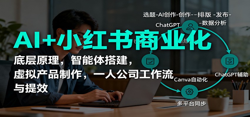 AI+小红书商业化，底层原理，智能体搭建，虚拟产品制作，一人公司工作流与提效瀚萌资源网-网赚网-网赚项目网-虚拟资源网-国学资源网-易学资源网-本站有全网最新网赚项目-易学课程资源-中医课程资源的在线下载网站！瀚萌资源网
