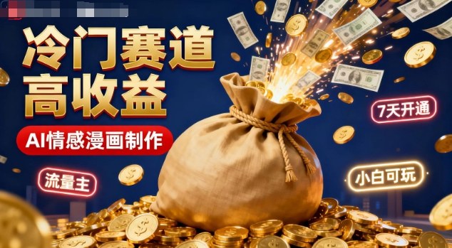 公众号冷门赛道，用AI做情感漫画，7天开通流量主，操作简单，小白可玩瀚萌资源网-网赚网-网赚项目网-虚拟资源网-国学资源网-易学资源网-本站有全网最新网赚项目-易学课程资源-中医课程资源的在线下载网站！瀚萌资源网