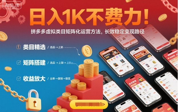 日入1K不费力！拼多多虚拟类目矩阵化运营方法，长效稳定变现路径瀚萌资源网-网赚网-网赚项目网-虚拟资源网-国学资源网-易学资源网-本站有全网最新网赚项目-易学课程资源-中医课程资源的在线下载网站！瀚萌资源网