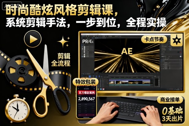 时尚酷炫风格剪辑课，系统剪辑手法，一步到位，全程实操瀚萌资源网-网赚网-网赚项目网-虚拟资源网-国学资源网-易学资源网-本站有全网最新网赚项目-易学课程资源-中医课程资源的在线下载网站！瀚萌资源网