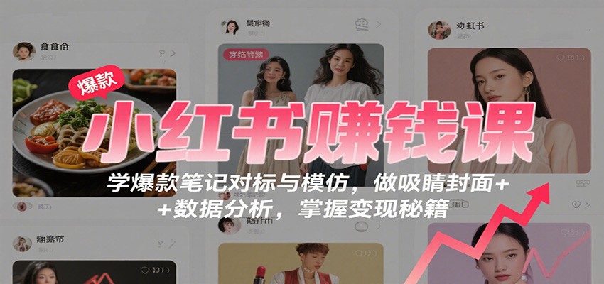 小红书赚钱课：学爆款笔记对标与模仿，做吸睛封面 + 数据分析，掌握变现秘籍瀚萌资源网-网赚网-网赚项目网-虚拟资源网-国学资源网-易学资源网-本站有全网最新网赚项目-易学课程资源-中医课程资源的在线下载网站！瀚萌资源网