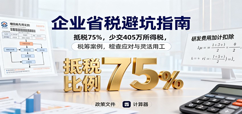 企业省税避坑指南：抵税75%，少交405万所得税，税筹案例，稽查应对与灵活用工瀚萌资源网-网赚网-网赚项目网-虚拟资源网-国学资源网-易学资源网-本站有全网最新网赚项目-易学课程资源-中医课程资源的在线下载网站！瀚萌资源网
