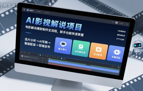 AI影视解说项目，电影解说爆款制作全流程，新手也能快速掌握瀚萌资源网-网赚网-网赚项目网-虚拟资源网-国学资源网-易学资源网-本站有全网最新网赚项目-易学课程资源-中医课程资源的在线下载网站！瀚萌资源网