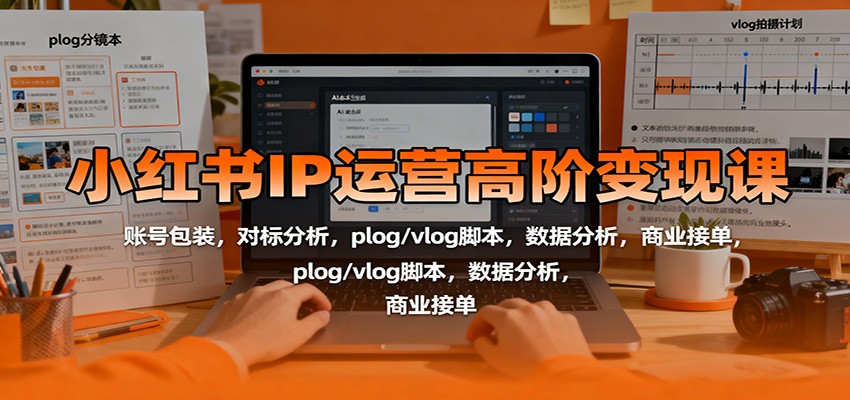 小红书IP运营高阶变现课：账号包装，对标分析，plog/vlog脚本，数据分析，商业接单瀚萌资源网-网赚网-网赚项目网-虚拟资源网-国学资源网-易学资源网-本站有全网最新网赚项目-易学课程资源-中医课程资源的在线下载网站！瀚萌资源网