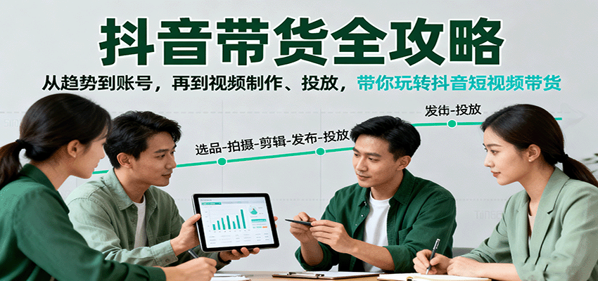 抖音带货全攻略：从趋势到账号，再到视频制作、投放，带你玩转抖音短视频带货瀚萌资源网-网赚网-网赚项目网-虚拟资源网-国学资源网-易学资源网-本站有全网最新网赚项目-易学课程资源-中医课程资源的在线下载网站！瀚萌资源网
