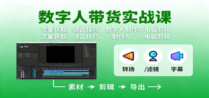 数字人变现实战课：流量获取、选品技巧、数字人制作与电脑剪辑瀚萌资源网-网赚网-网赚项目网-虚拟资源网-国学资源网-易学资源网-本站有全网最新网赚项目-易学课程资源-中医课程资源的在线下载网站！瀚萌资源网