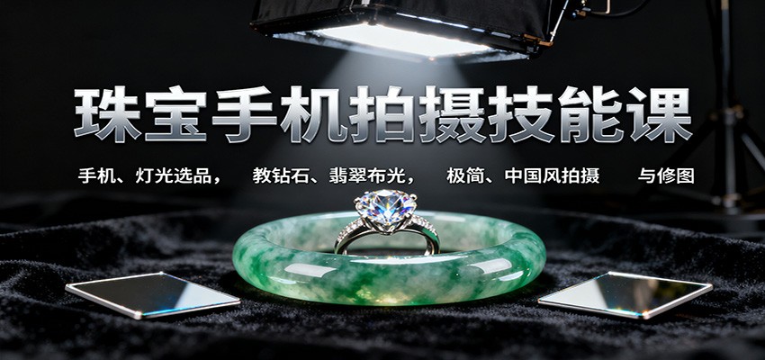 珠宝手机拍摄技能课:手机、 灯光选品，教钻石、翡翠布光，极简、中国风拍摄与修图瀚萌资源网-网赚网-网赚项目网-虚拟资源网-国学资源网-易学资源网-本站有全网最新网赚项目-易学课程资源-中医课程资源的在线下载网站！瀚萌资源网
