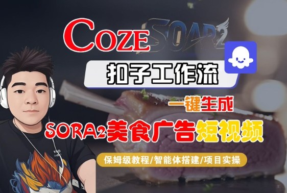 Coze扣子智能体工作流一键生成“SORA2美食广告“短视频，全流程保姆级教学瀚萌资源网-网赚网-网赚项目网-虚拟资源网-国学资源网-易学资源网-本站有全网最新网赚项目-易学课程资源-中医课程资源的在线下载网站！瀚萌资源网