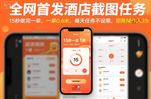 全网首发酒店截图任务，15秒做完一单，一单0.6米，每天任务不设限，矩阵操作日入3张【揭秘】瀚萌资源网-网赚网-网赚项目网-虚拟资源网-国学资源网-易学资源网-本站有全网最新网赚项目-易学课程资源-中医课程资源的在线下载网站！瀚萌资源网