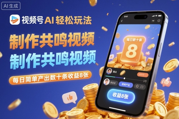 视频号AI轻松玩法，制作共鸣视频，每日简单产出数十条收益8张瀚萌资源网-网赚网-网赚项目网-虚拟资源网-国学资源网-易学资源网-本站有全网最新网赚项目-易学课程资源-中医课程资源的在线下载网站！瀚萌资源网