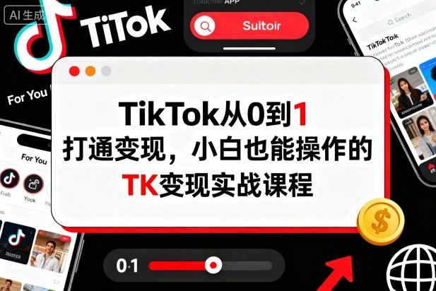 TikTok从0到1打通变现，小白也能操作的TK变现实战课程瀚萌资源网-网赚网-网赚项目网-虚拟资源网-国学资源网-易学资源网-本站有全网最新网赚项目-易学课程资源-中医课程资源的在线下载网站！瀚萌资源网
