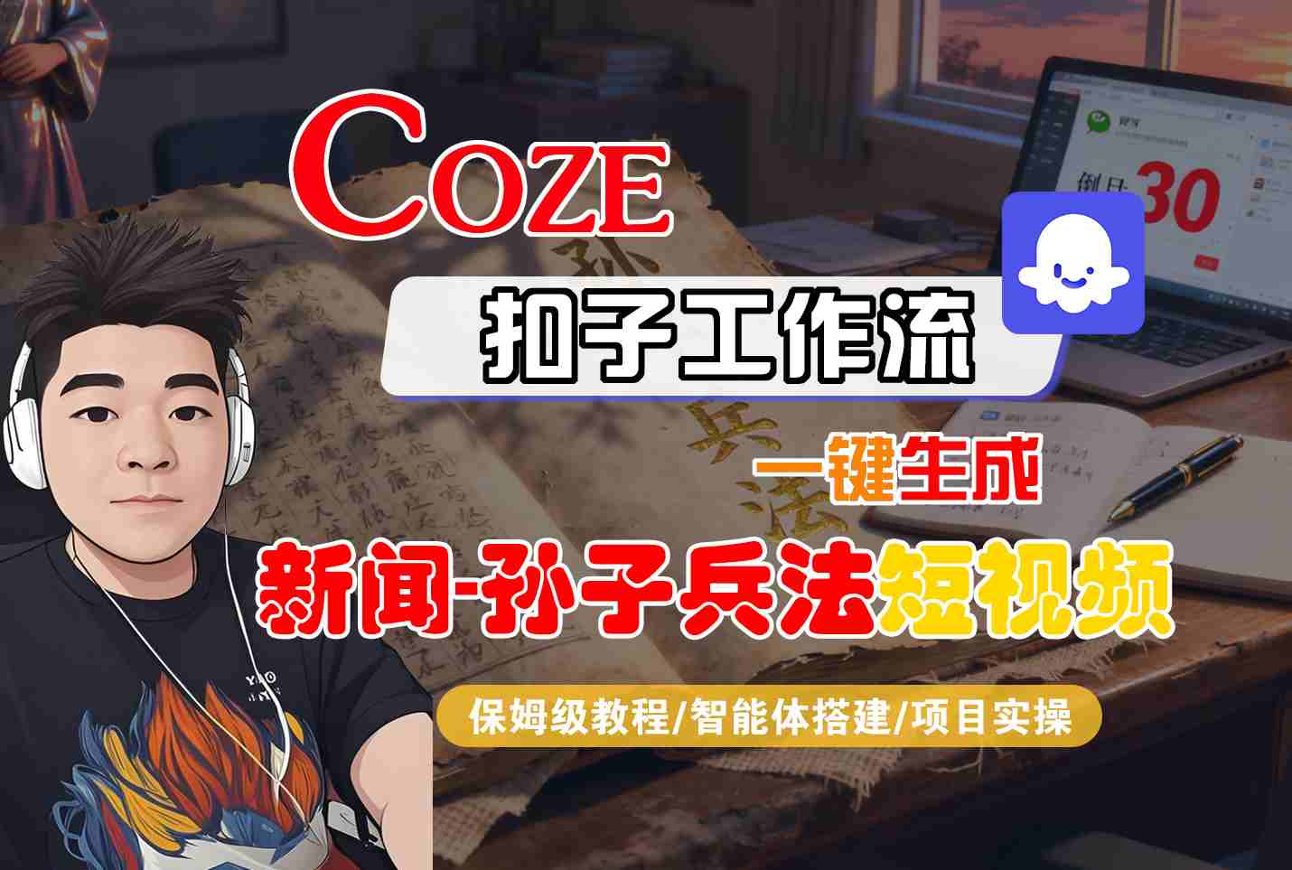 Coze扣子智能体工作流一键生成“新闻-孙子兵法“短视频，全流程保姆级教学瀚萌资源网-网赚网-网赚项目网-虚拟资源网-国学资源网-易学资源网-本站有全网最新网赚项目-易学课程资源-中医课程资源的在线下载网站！瀚萌资源网