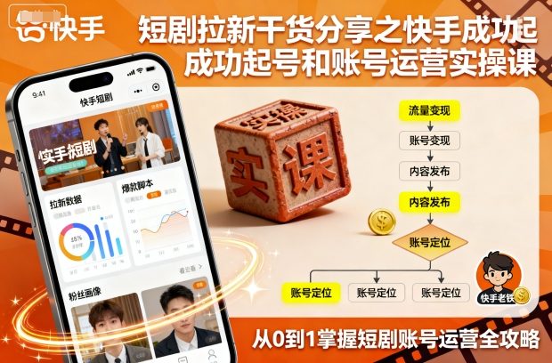 短剧拉新干货分享之快手成功起号和账号运营实操课瀚萌资源网-网赚网-网赚项目网-虚拟资源网-国学资源网-易学资源网-本站有全网最新网赚项目-易学课程资源-中医课程资源的在线下载网站！瀚萌资源网