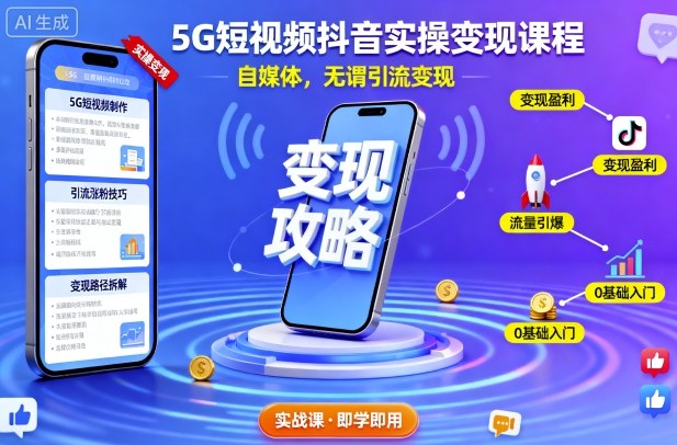 5G短视频抖音实操变现课程，自媒体，无谓引流变现瀚萌资源网-网赚网-网赚项目网-虚拟资源网-国学资源网-易学资源网-本站有全网最新网赚项目-易学课程资源-中医课程资源的在线下载网站！瀚萌资源网