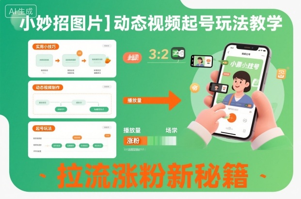 小妙招图片＋动态视频起号玩法教学，拉流涨粉新秘籍瀚萌资源网-网赚网-网赚项目网-虚拟资源网-国学资源网-易学资源网-本站有全网最新网赚项目-易学课程资源-中医课程资源的在线下载网站！瀚萌资源网