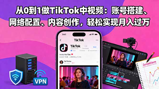 （16461期）从0到1做TikTok中视频：账号搭建、网络配置、内容创作，轻松实现月入过万瀚萌资源网-网赚网-网赚项目网-虚拟资源网-国学资源网-易学资源网-本站有全网最新网赚项目-易学课程资源-中医课程资源的在线下载网站！瀚萌资源网