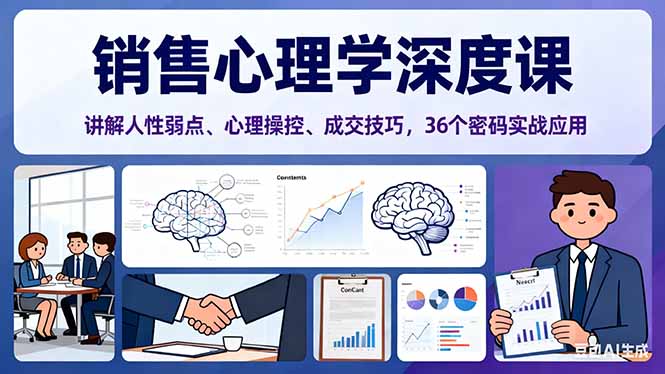 （16456期）销售心理学深度课，讲解人性弱点、心理操控、成交技巧，36个密码实战应用瀚萌资源网-网赚网-网赚项目网-虚拟资源网-国学资源网-易学资源网-本站有全网最新网赚项目-易学课程资源-中医课程资源的在线下载网站！瀚萌资源网
