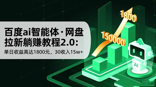 （16565期）百度ai智能体·网盘拉新躺赚教程2.0：单日收益高达1800元，30收入15w+瀚萌资源网-网赚网-网赚项目网-虚拟资源网-国学资源网-易学资源网-本站有全网最新网赚项目-易学课程资源-中医课程资源的在线下载网站！瀚萌资源网