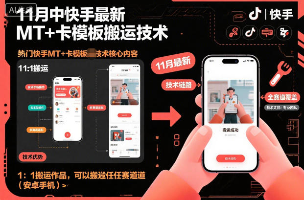 11月中快手最新MT+卡模板搬运技术,1:1搬运作品,可以搬运任何赛道(安卓手机)瀚萌资源网-网赚网-网赚项目网-虚拟资源网-国学资源网-易学资源网-本站有全网最新网赚项目-易学课程资源-中医课程资源的在线下载网站!瀚萌资源网