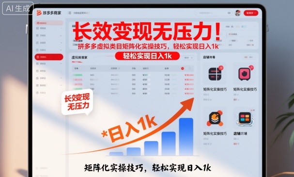 长效变现无压力！拼多多虚拟类目矩阵化实操技巧，轻松实现日入1k【揭秘】瀚萌资源网-网赚网-网赚项目网-虚拟资源网-国学资源网-易学资源网-本站有全网最新网赚项目-易学课程资源-中医课程资源的在线下载网站！瀚萌资源网