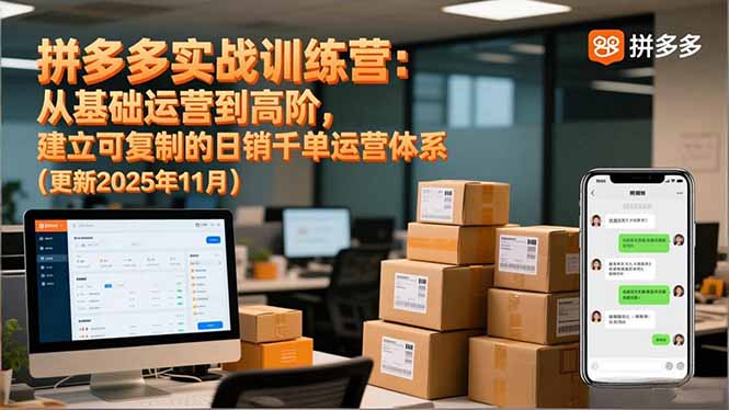 （16700期）拼多多实战训练营：从基础运营到高阶，建立可复制的日销千单运营体系（更新11月）瀚萌资源网-网赚网-网赚项目网-虚拟资源网-国学资源网-易学资源网-本站有全网最新网赚项目-易学课程资源-中医课程资源的在线下载网站！瀚萌资源网