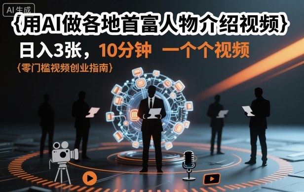 用AI做各地首富人物介绍视频，日入3张，10分钟一个视频瀚萌资源网-网赚网-网赚项目网-虚拟资源网-国学资源网-易学资源网-本站有全网最新网赚项目-易学课程资源-中医课程资源的在线下载网站！瀚萌资源网