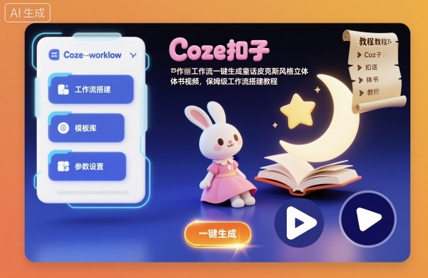 Coze扣子工作流一键生成童话皮克斯风格立体书视频，保姆级工作流搭建教程瀚萌资源网-网赚网-网赚项目网-虚拟资源网-国学资源网-易学资源网-本站有全网最新网赚项目-易学课程资源-中医课程资源的在线下载网站！瀚萌资源网