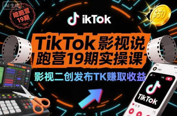 TikTok影视解说陪跑营19期实操课，影视二创发布TK賺取收益，万播收益50美金瀚萌资源网-网赚网-网赚项目网-虚拟资源网-国学资源网-易学资源网-本站有全网最新网赚项目-易学课程资源-中医课程资源的在线下载网站！瀚萌资源网