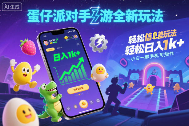 蛋仔派对手游全新玩法，轻松日入1k+，风口信息差玩法，当天见收益，小白一部手机可操作瀚萌资源网-网赚网-网赚项目网-虚拟资源网-国学资源网-易学资源网-本站有全网最新网赚项目-易学课程资源-中医课程资源的在线下载网站！瀚萌资源网