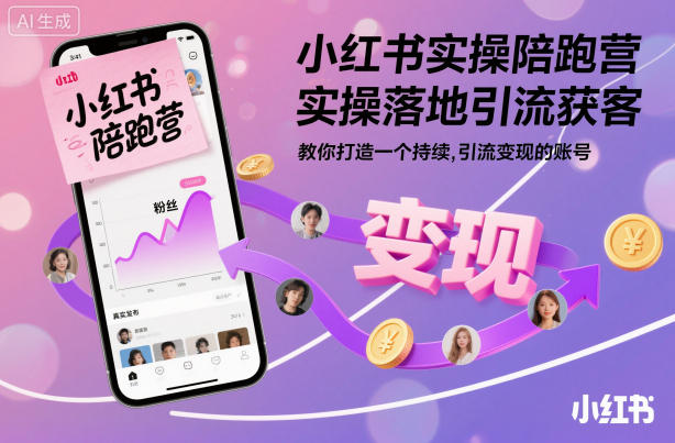 小红书实操陪跑营，实操落地引流获客，教你打造一个持续引流变现的账号瀚萌资源网-网赚网-网赚项目网-虚拟资源网-国学资源网-易学资源网-本站有全网最新网赚项目-易学课程资源-中医课程资源的在线下载网站！瀚萌资源网