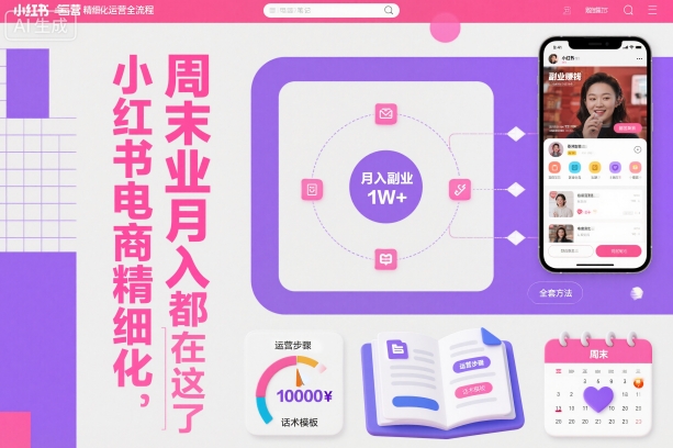 小红书电商精细化运营全流程，周末副业月入1W+，全套方法都在这了瀚萌资源网-网赚网-网赚项目网-虚拟资源网-国学资源网-易学资源网-本站有全网最新网赚项目-易学课程资源-中医课程资源的在线下载网站！瀚萌资源网