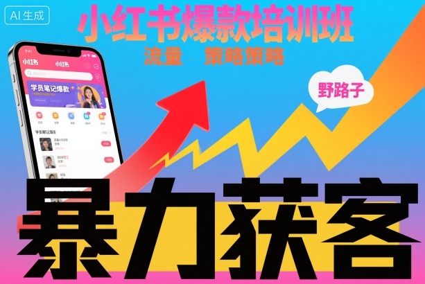 小红书爆款培训班，小红书获客野路子流量打法，暴力持续获客瀚萌资源网-网赚网-网赚项目网-虚拟资源网-国学资源网-易学资源网-本站有全网最新网赚项目-易学课程资源-中医课程资源的在线下载网站！瀚萌资源网