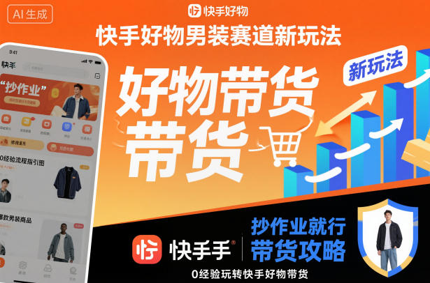 快手好物男装赛道新玩法，抄作业就行，0经验玩转快手好物带货瀚萌资源网-网赚网-网赚项目网-虚拟资源网-国学资源网-易学资源网-本站有全网最新网赚项目-易学课程资源-中医课程资源的在线下载网站！瀚萌资源网