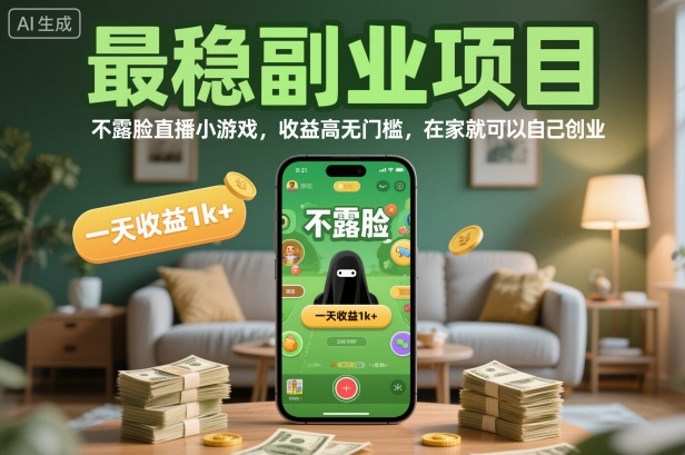 最稳副业项目，不露脸直播小游戏，收益高无门槛，一天收益1k+，在家就可以自己创业【揭秘】瀚萌资源网-网赚网-网赚项目网-虚拟资源网-国学资源网-易学资源网-本站有全网最新网赚项目-易学课程资源-中医课程资源的在线下载网站！瀚萌资源网