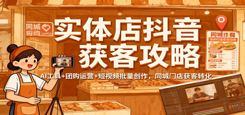 实体店抖音获客攻略：AI工具+团购运营+短视频批量创作，同城门店获客转化瀚萌资源网-网赚网-网赚项目网-虚拟资源网-国学资源网-易学资源网-本站有全网最新网赚项目-易学课程资源-中医课程资源的在线下载网站！瀚萌资源网